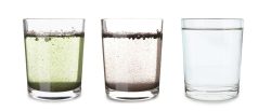 Glasses,With,Clean,And,Dirty,Water,On,White,Background